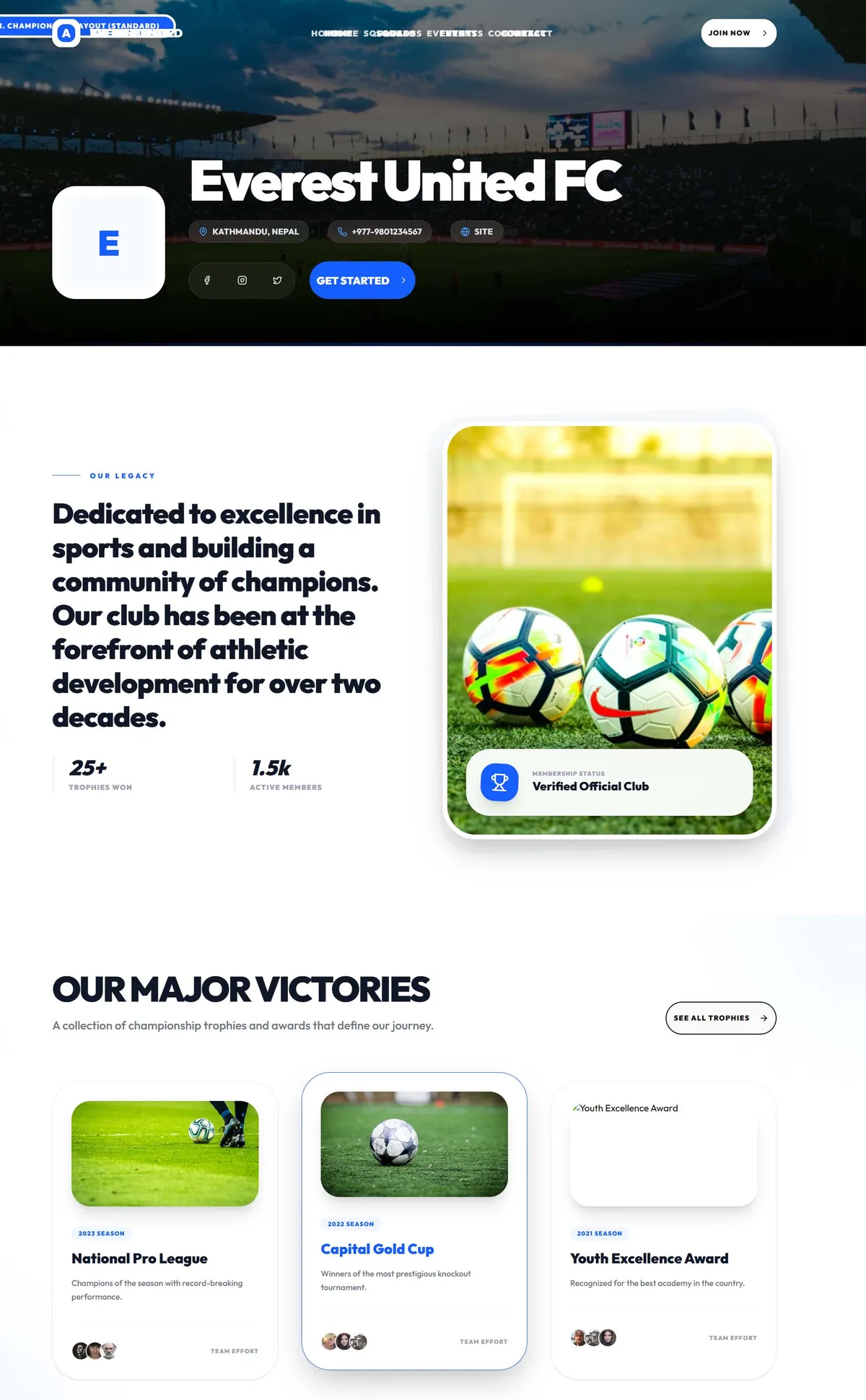 Club / Organization Website Template Mockup