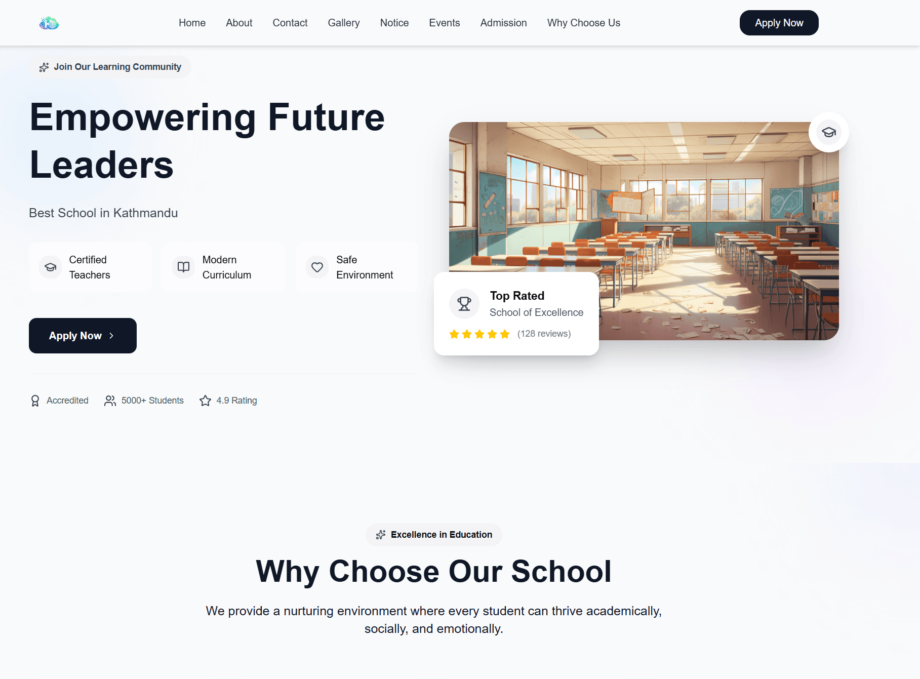 School Website Template Mockup