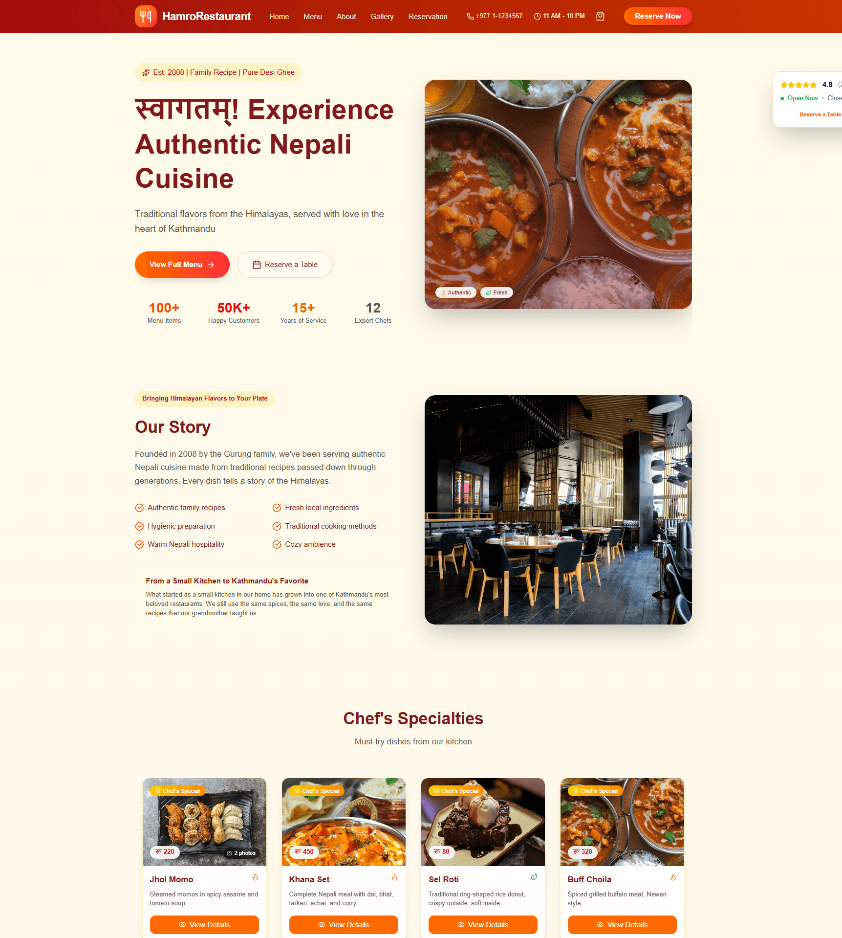 Restaurant Website Template Mockup