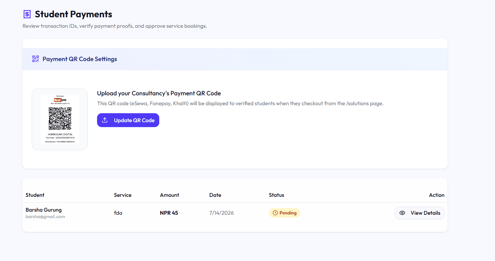 Consultancy Payment Management