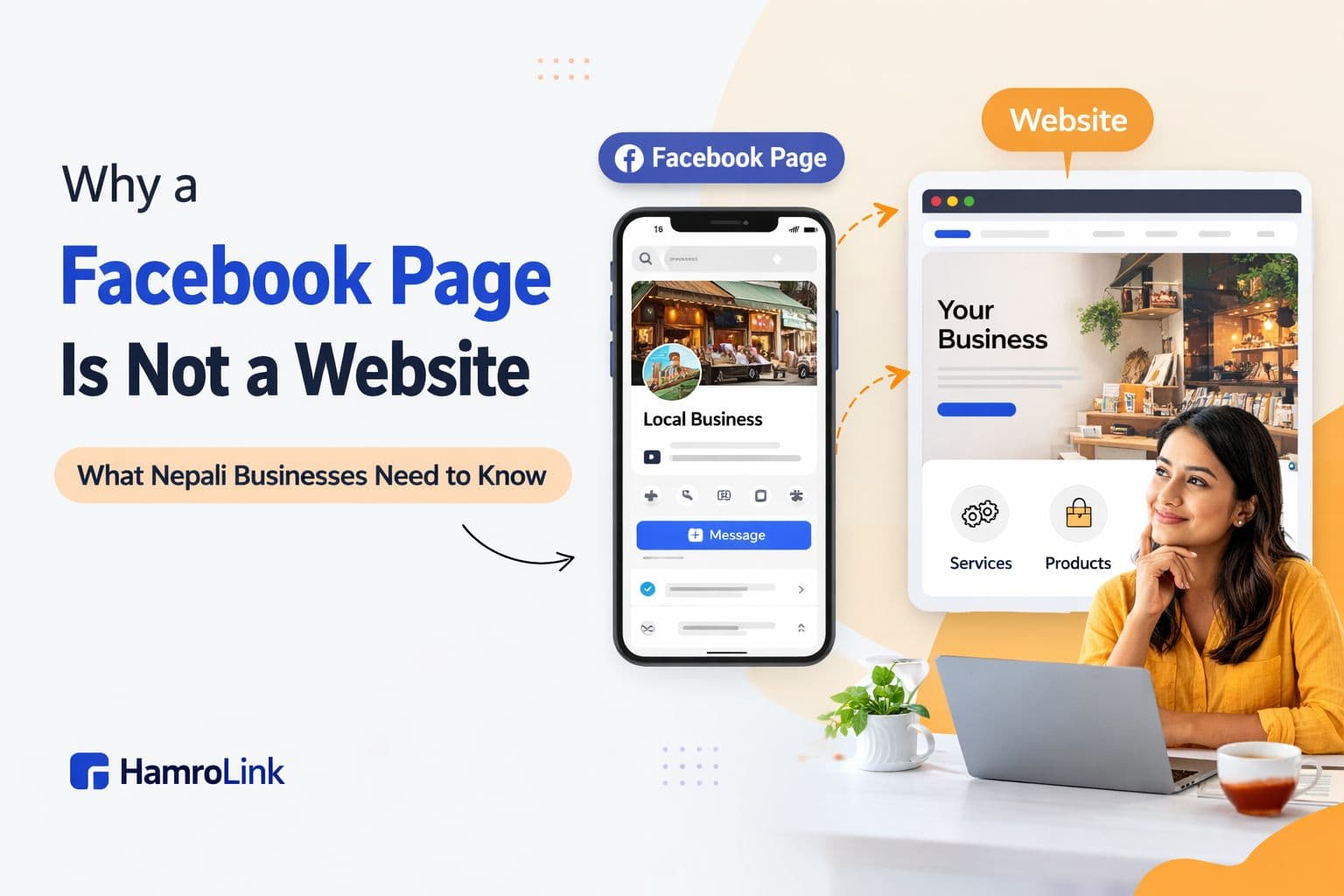 फेसबुक पेज बनाम वेबसाइट — नेपाली व्यवसायको डिजिटल उपस्थिति